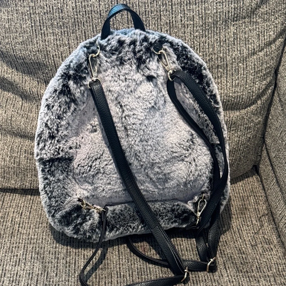 Faux Fur Gray Backpack